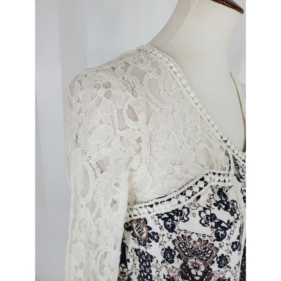 VINTAGE AMERICA BLUES Lace Sleeve Top Sz S - Picture 6 of 10